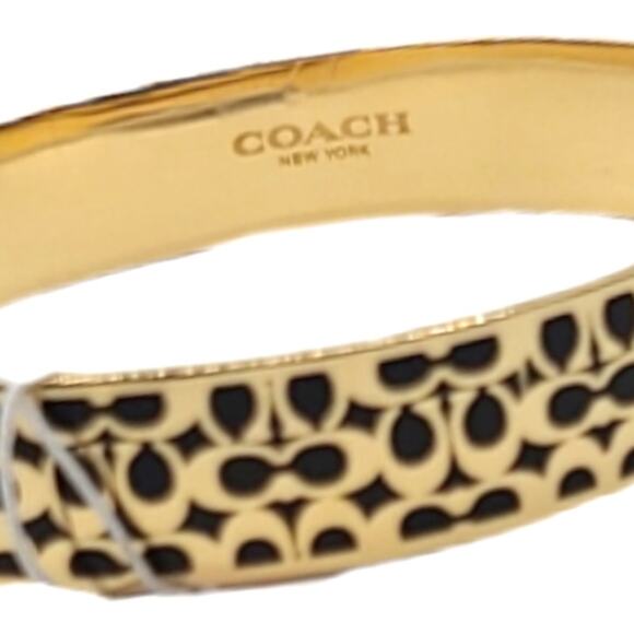 Coach Signature Logo Gold Black Bangle Fashion Bracelet - Picture 3 of 7
